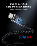 Anker Prime USB-C to USB-C Cable (240W, Upcycled-Braided, 6 ft)