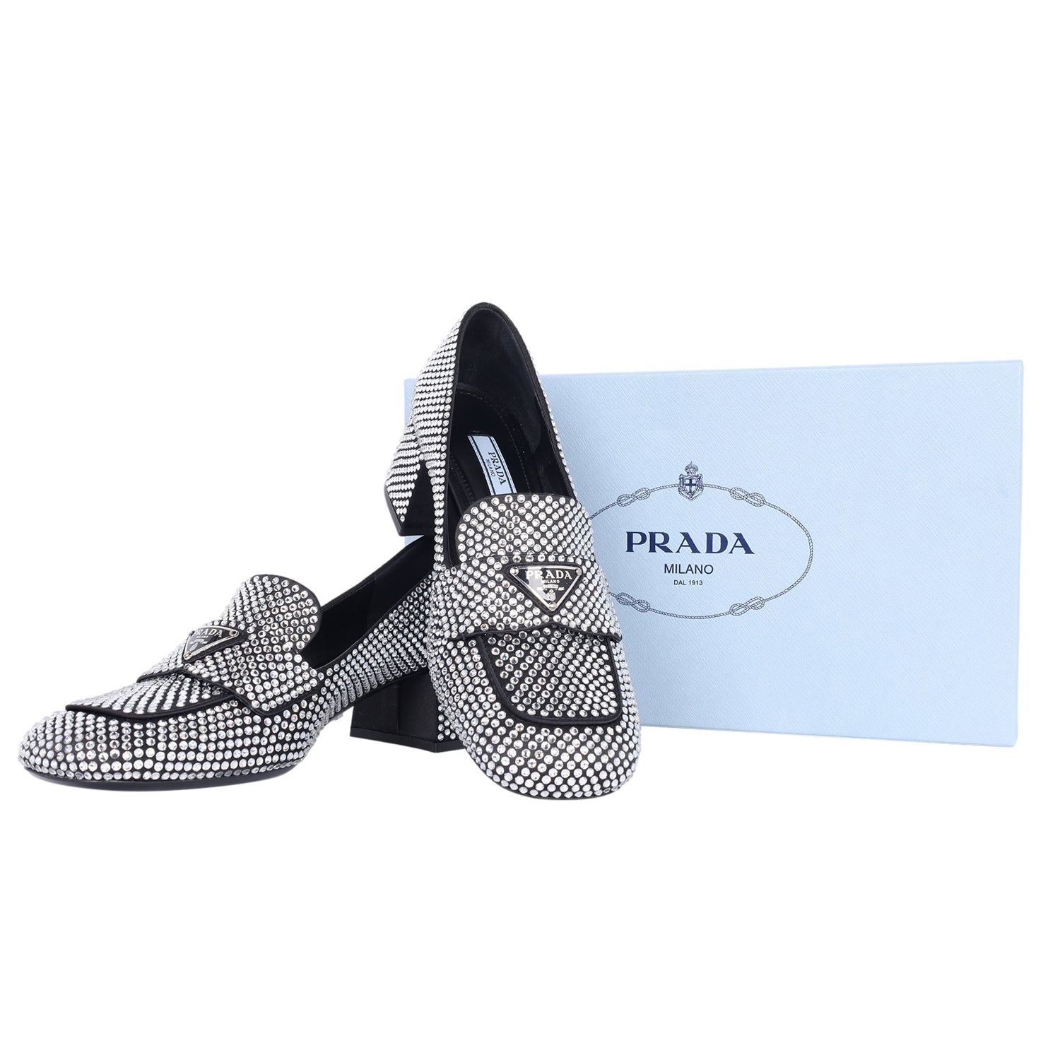 Loafer mit Kristallverzierung und Logo-Plakette Größe 35.5 NEU