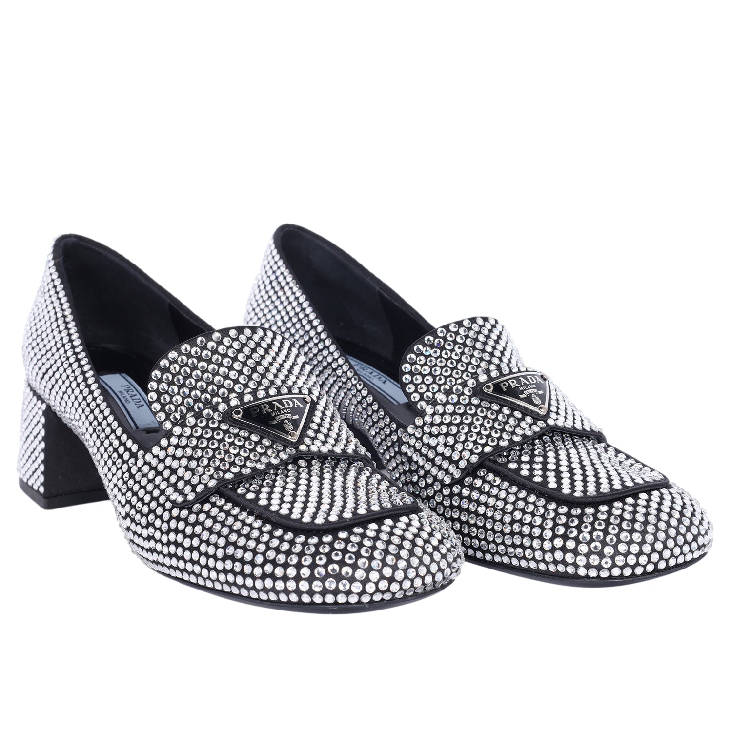 Loafer mit Kristallverzierung und Logo-Plakette Größe 35.5 NEU