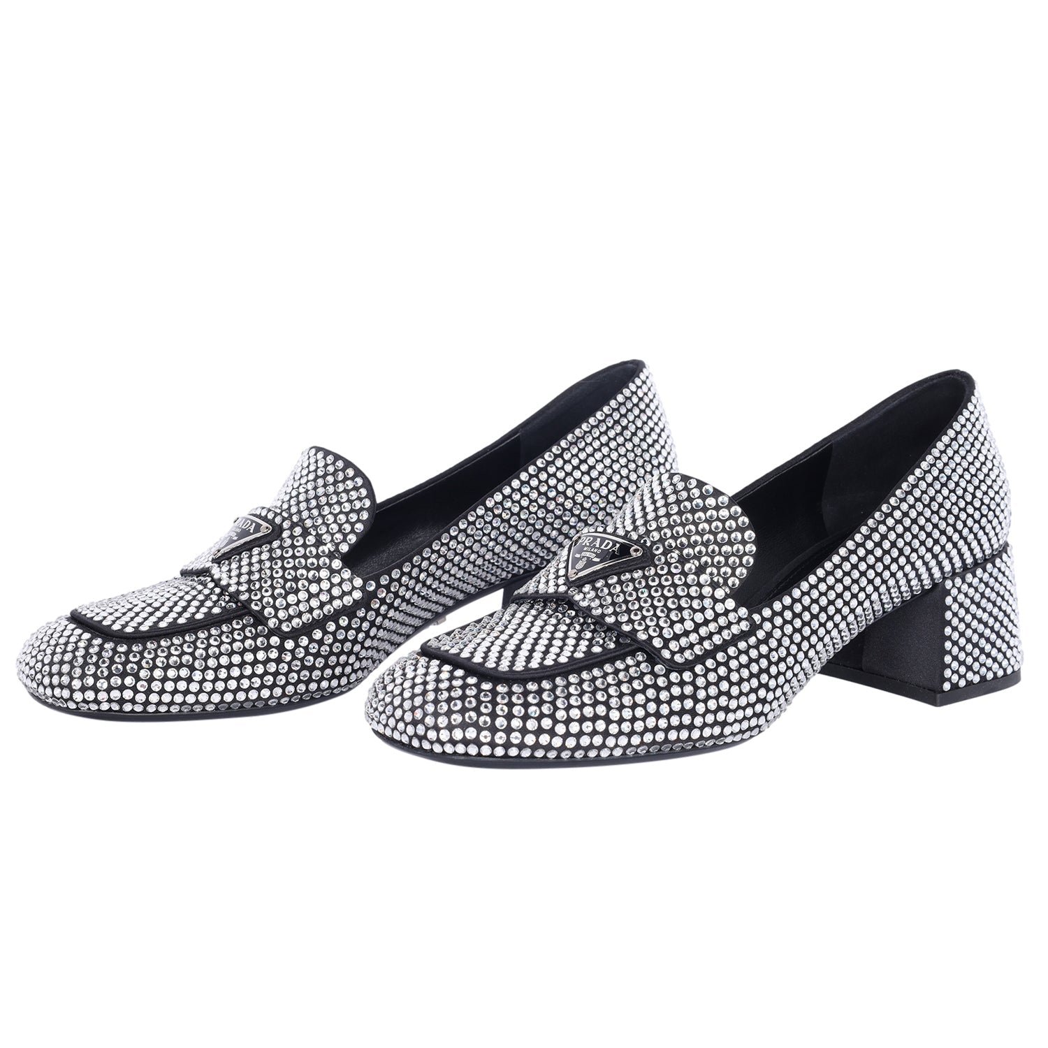 Loafer mit Kristallverzierung und Logo-Plakette Größe 35.5 NEU