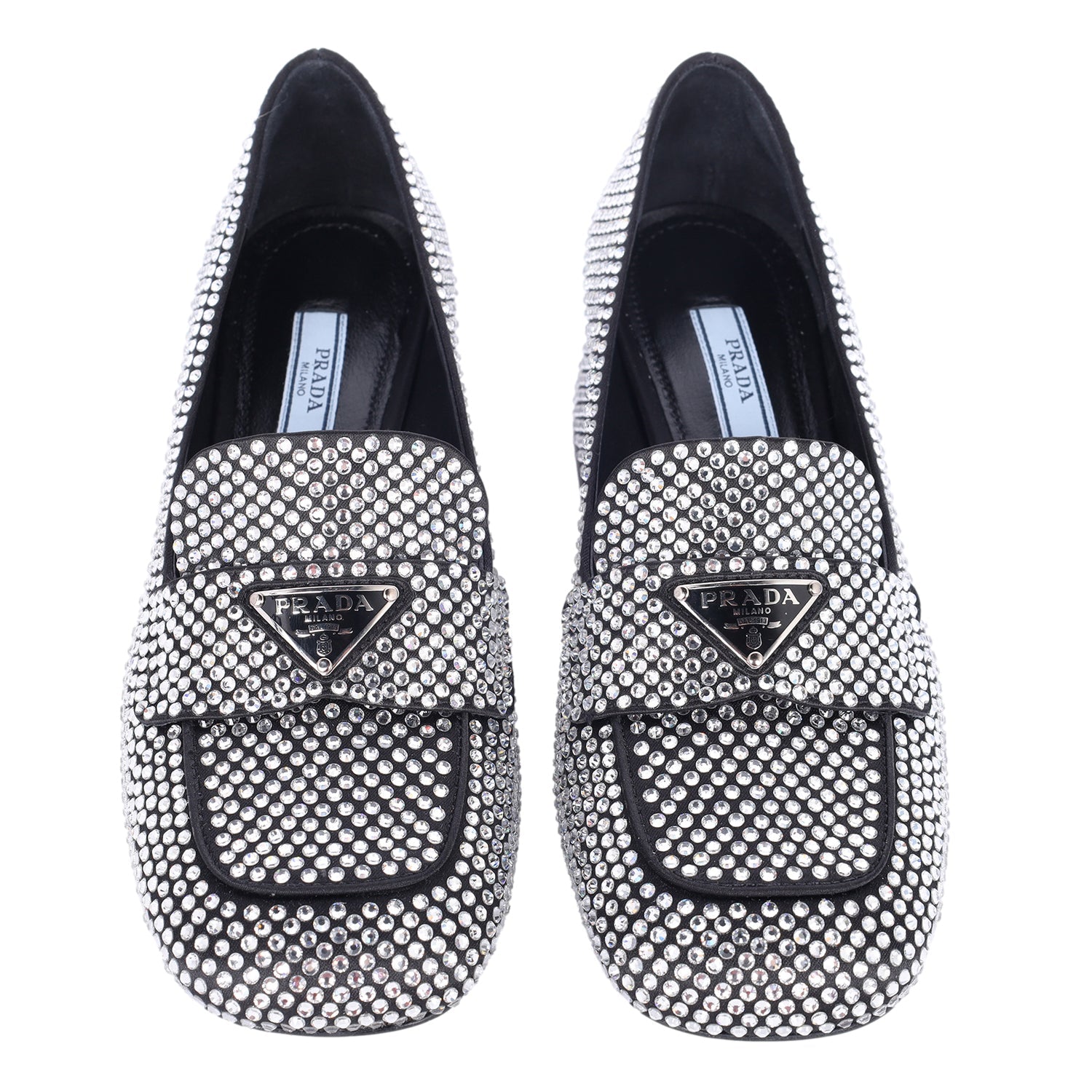 Loafer mit Kristallverzierung und Logo-Plakette Größe 35.5 NEU
