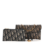 Oblique Saddle Chain Long Wallet  Blue