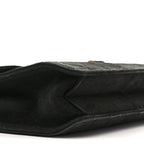 Suede Quilted Medium Single Flap Black