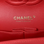 Caviar Quilted Medium Double Flap Red
