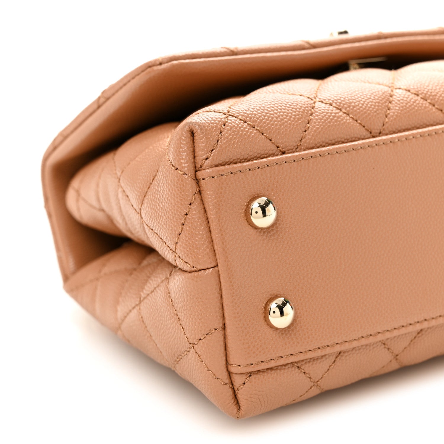 Caviar Quilted Mini Coco Handle Flap Brown
