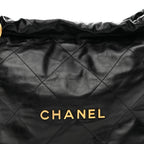 Shiny Calfskin Quilted Small Chanel 22 Black