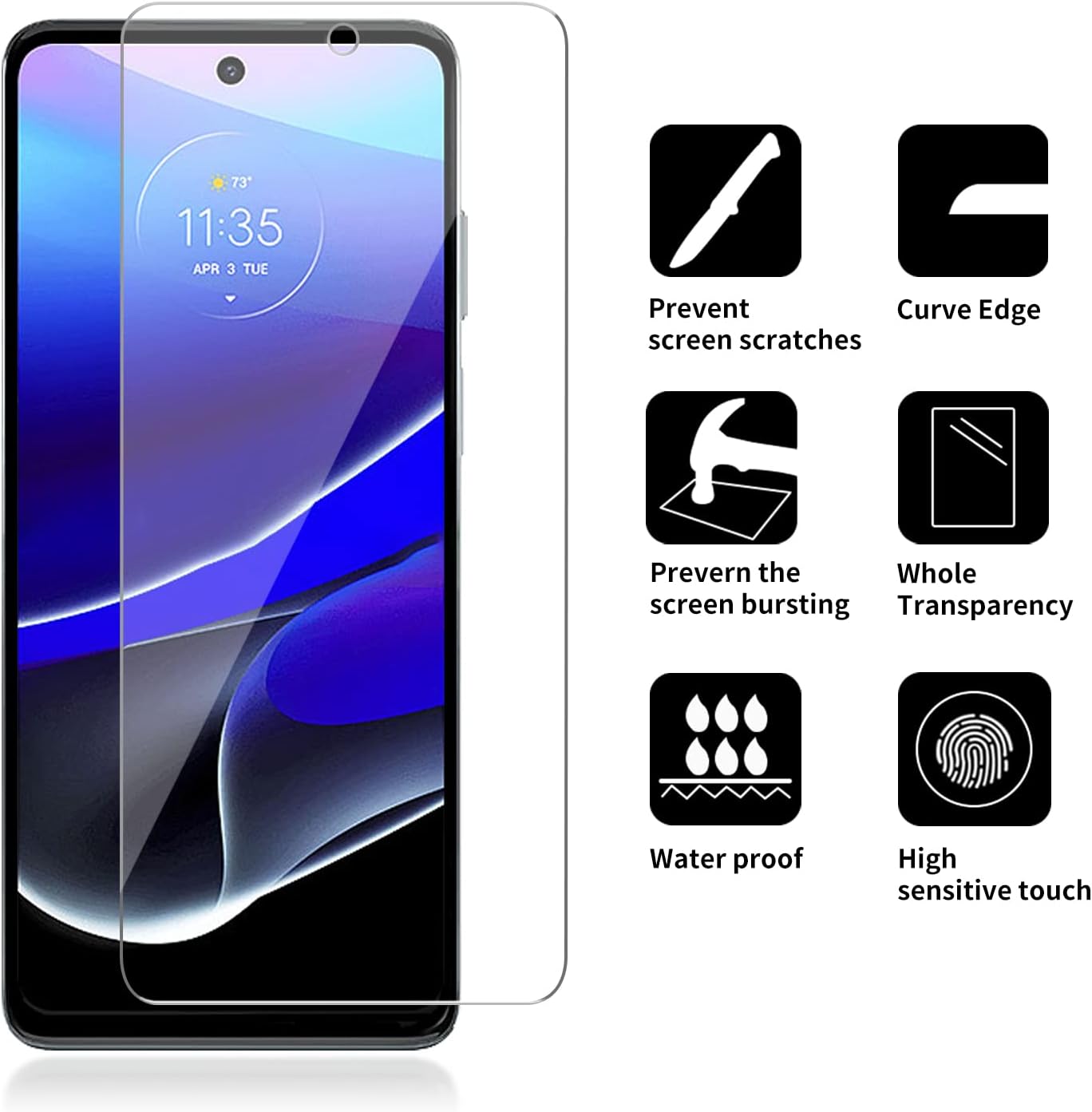 Entronix Clear Screen Protector Compatible with Moto G Play 2023 - 2 Piece Combo