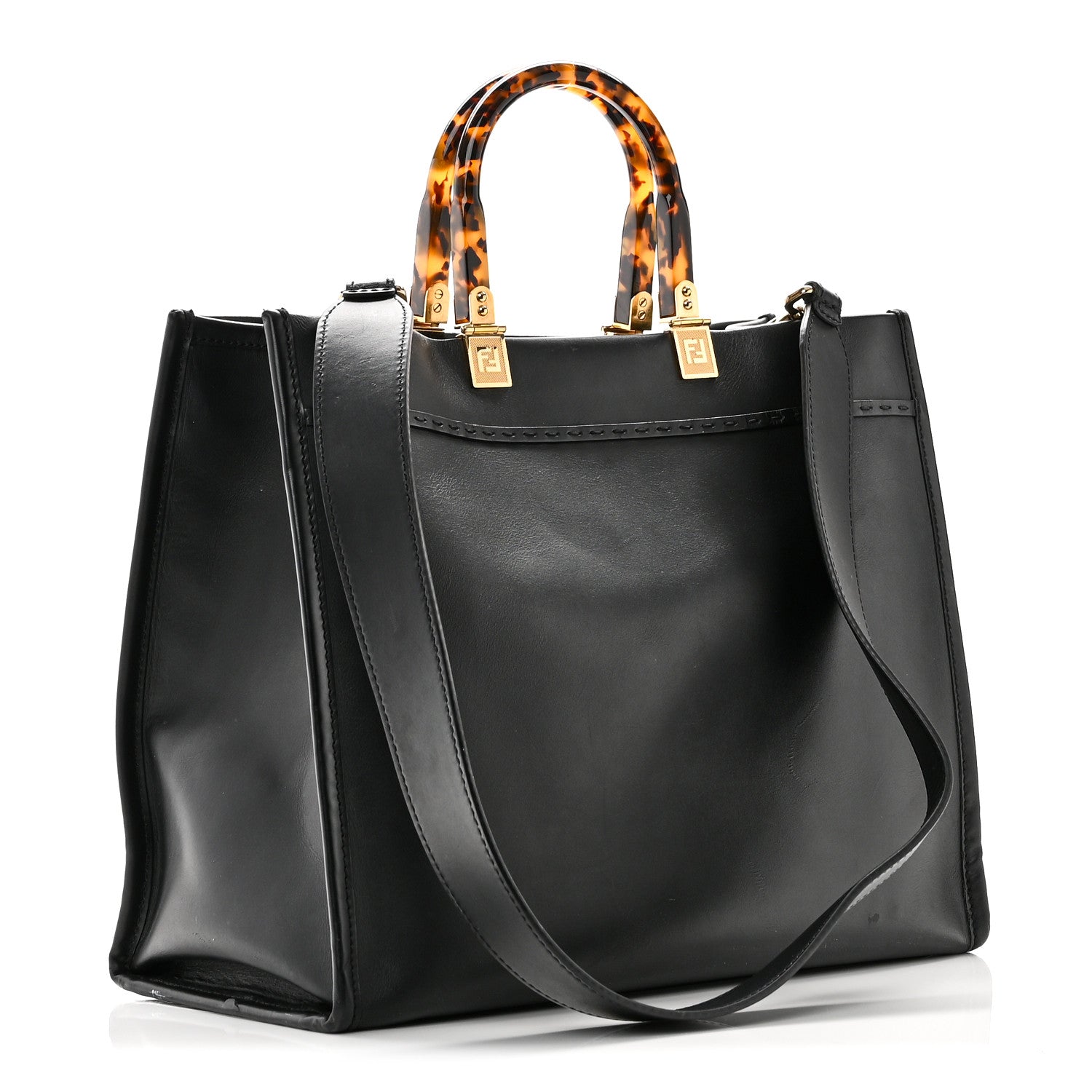 Vitello King Plexiglass Medium Fendi Sunshine Shopper Tote Black