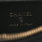 Goatskin Stitched Top Handle Slim Vanity With Chain Black