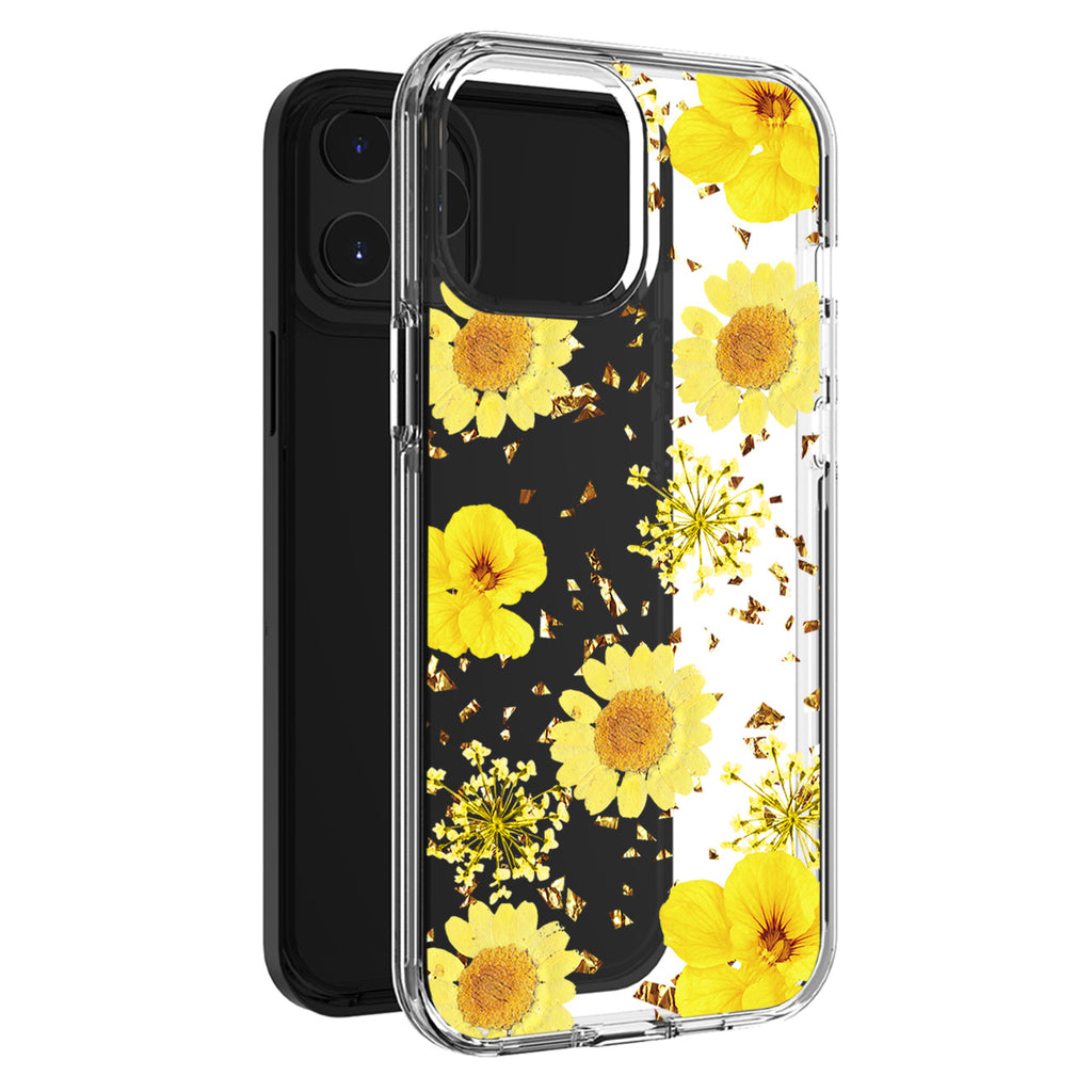Pressed Dried Flower Design Phone Case For Iphone 14 Pro In Yellow