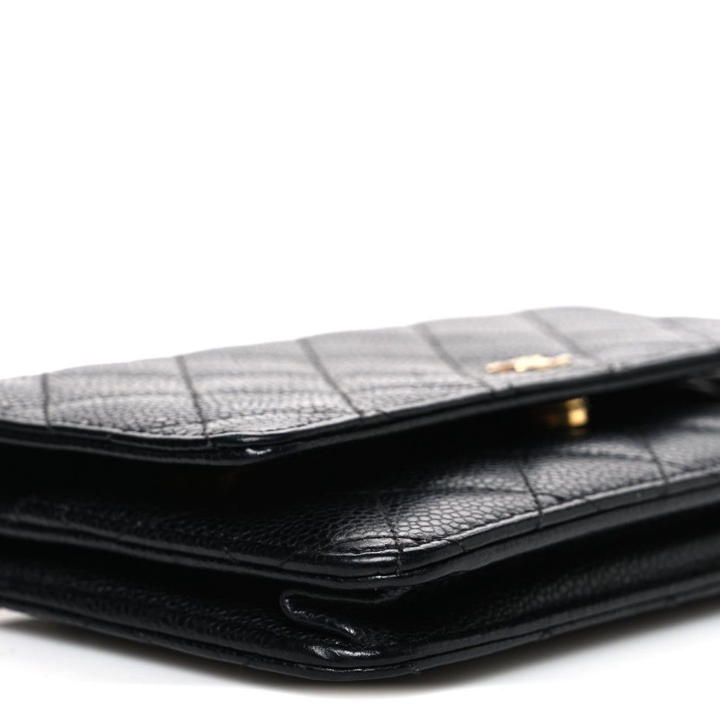 Caviar Quilted Wallet on Chain WOC Black