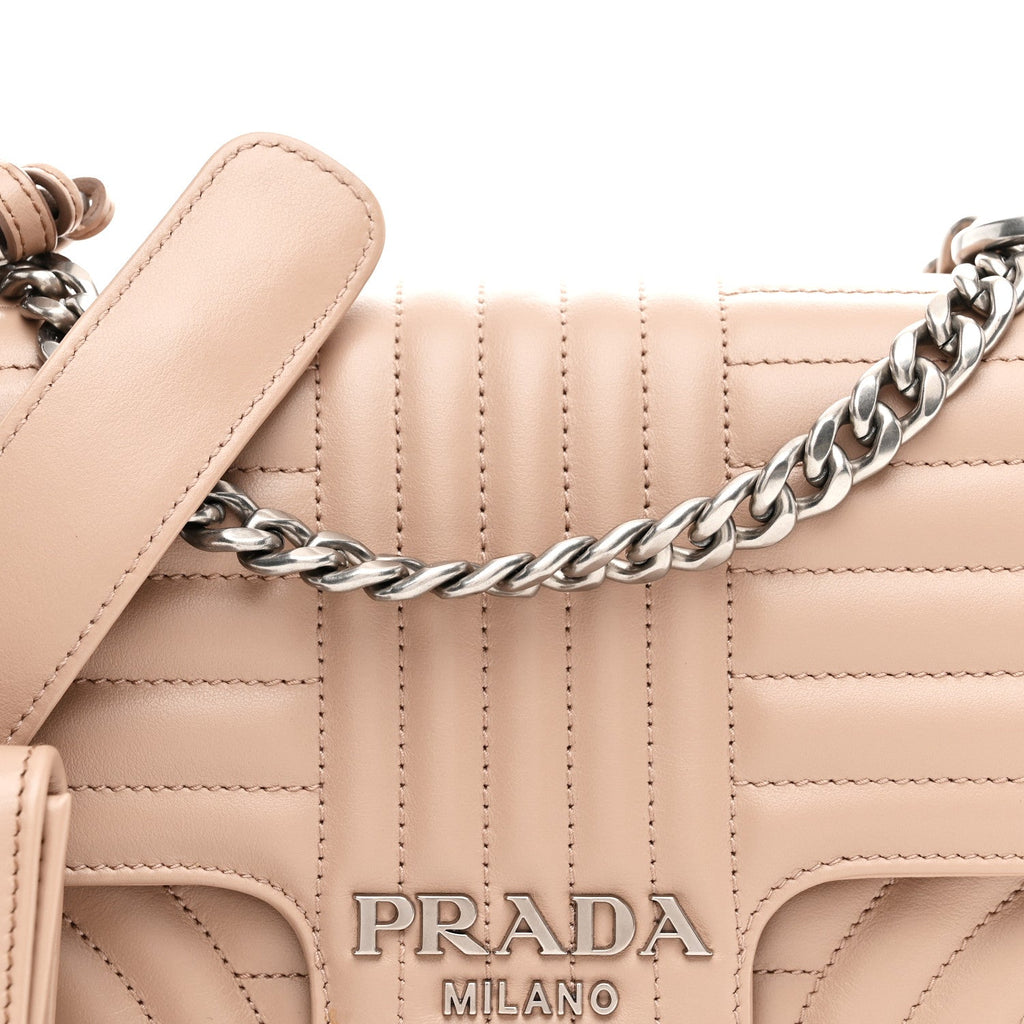 Soft Calfskin Impunture Diagramme Medium Chain Flap Shoulder Bag Cipria