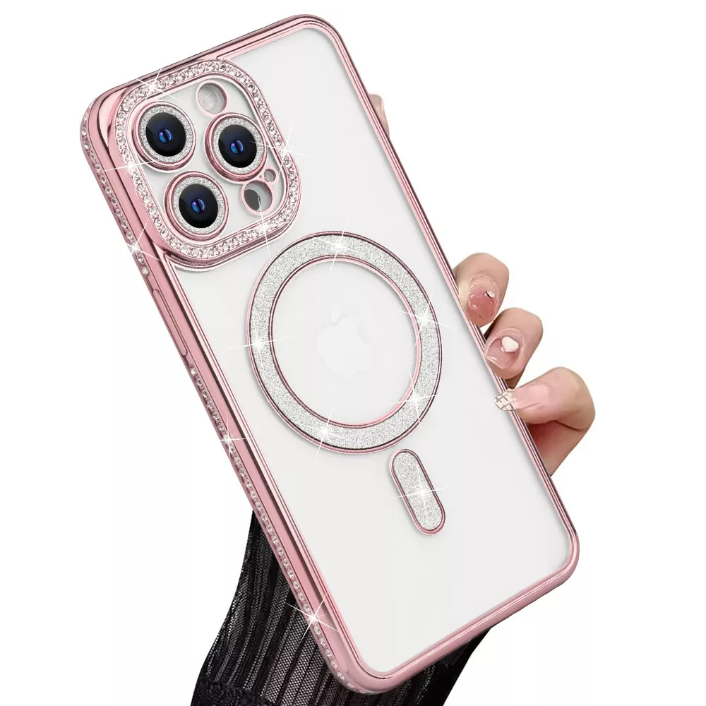 Entronix [Magnetic] Case Compatible with iPhone 15 Pro - [Clear Back] Luxury Diamonds