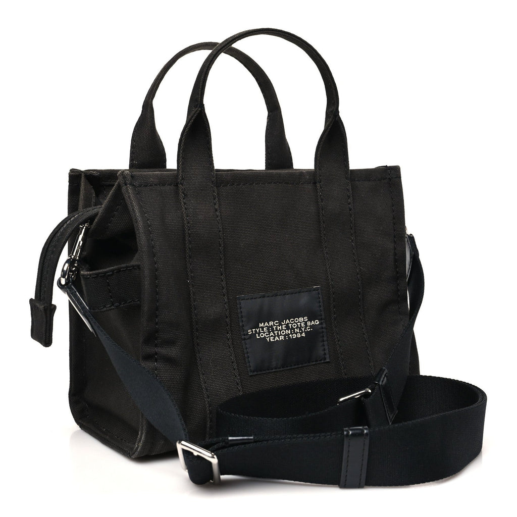 Cotton Canvas Small The Traveler Tote Bag Black