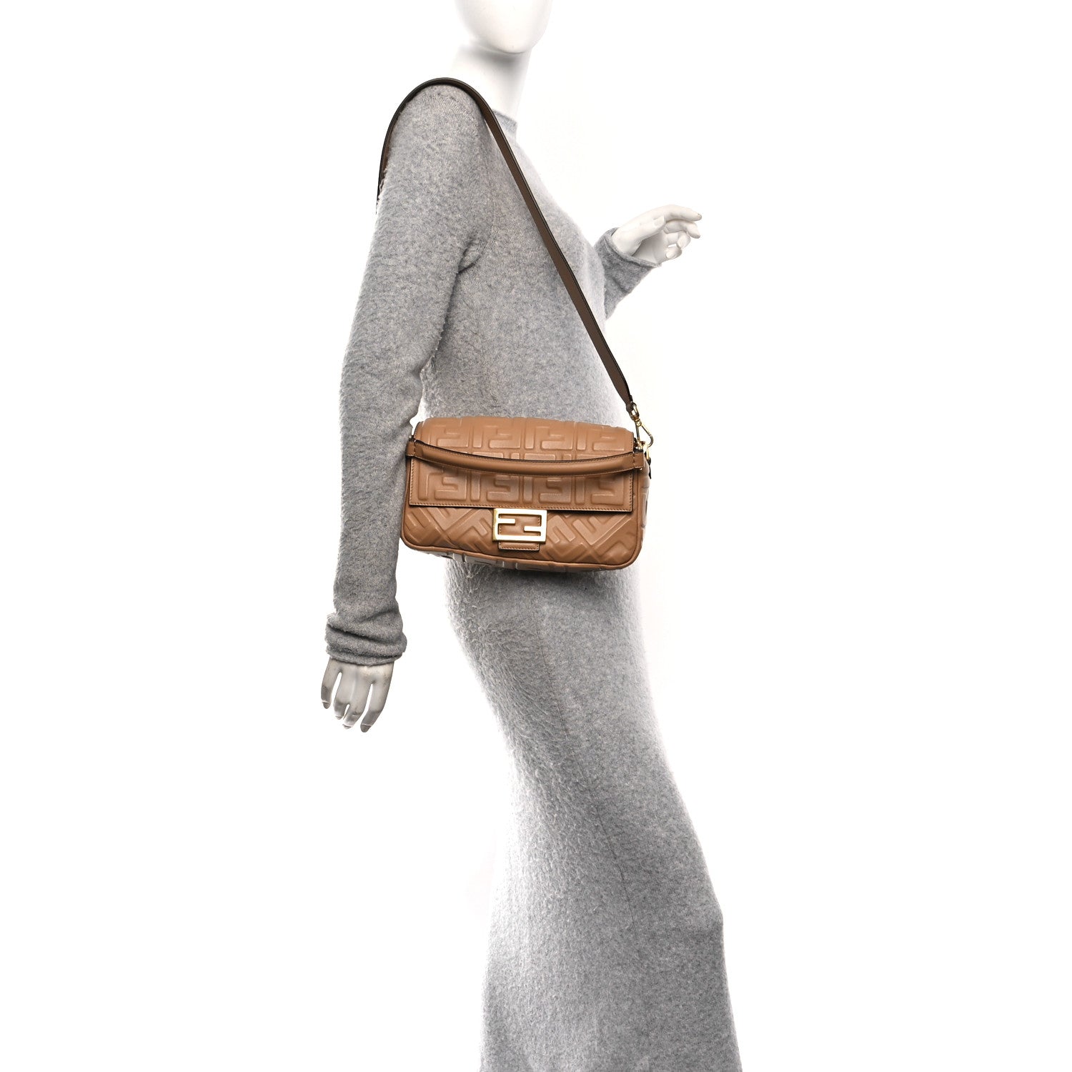 Nappa FF 1974 Embossed Baguette Miele Scuro
