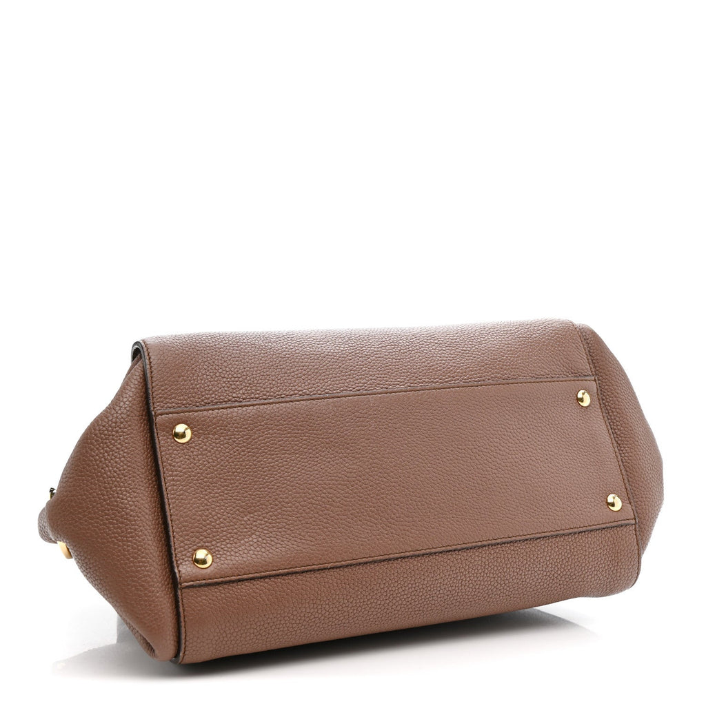 Grained Calfskin Sofia Satchel Moka