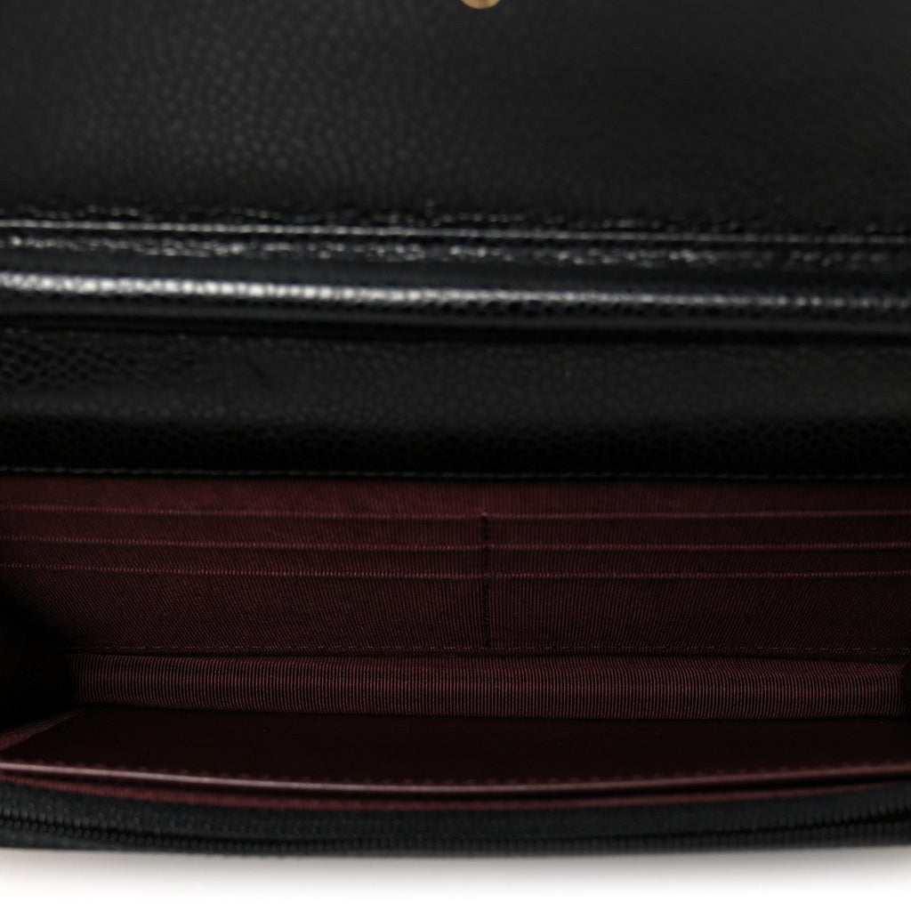 Caviar Quilted Wallet on Chain WOC Black