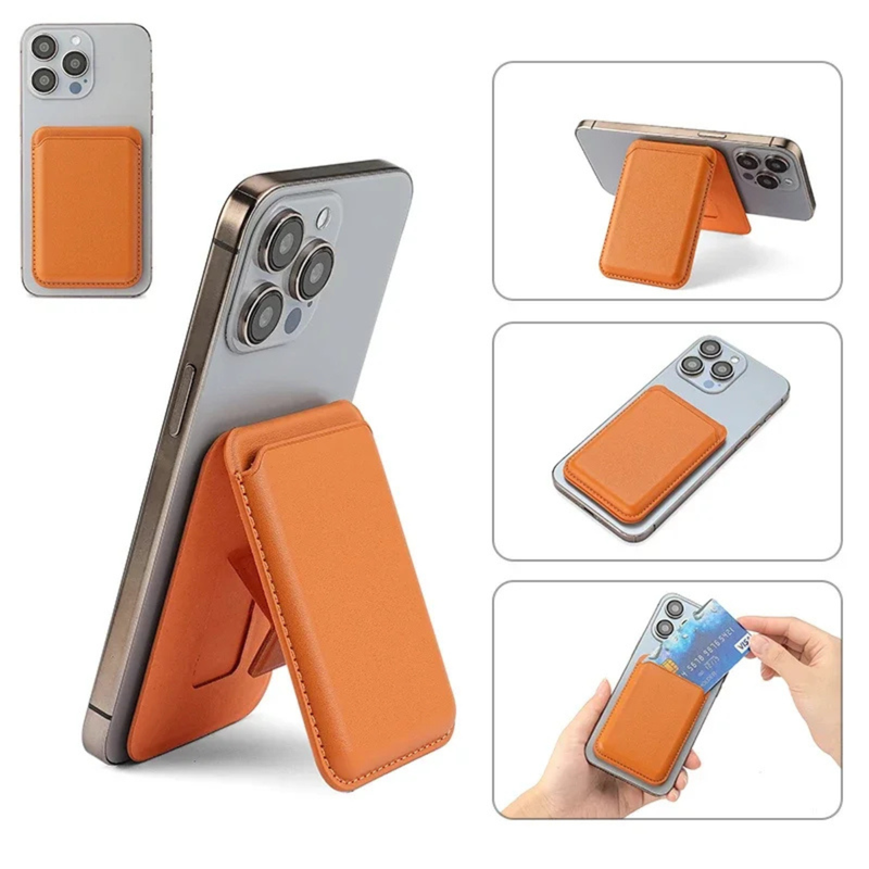 Entronix Leather Magnetic Wallet Attachment for MagSafe & Magnetic Phone Cases – Slim Card Holder Phone Accessory