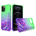 Shiny Flowing Glitter Liquid Bumper Case For Apple Iphone 12/Iphone 12 Pro In Green