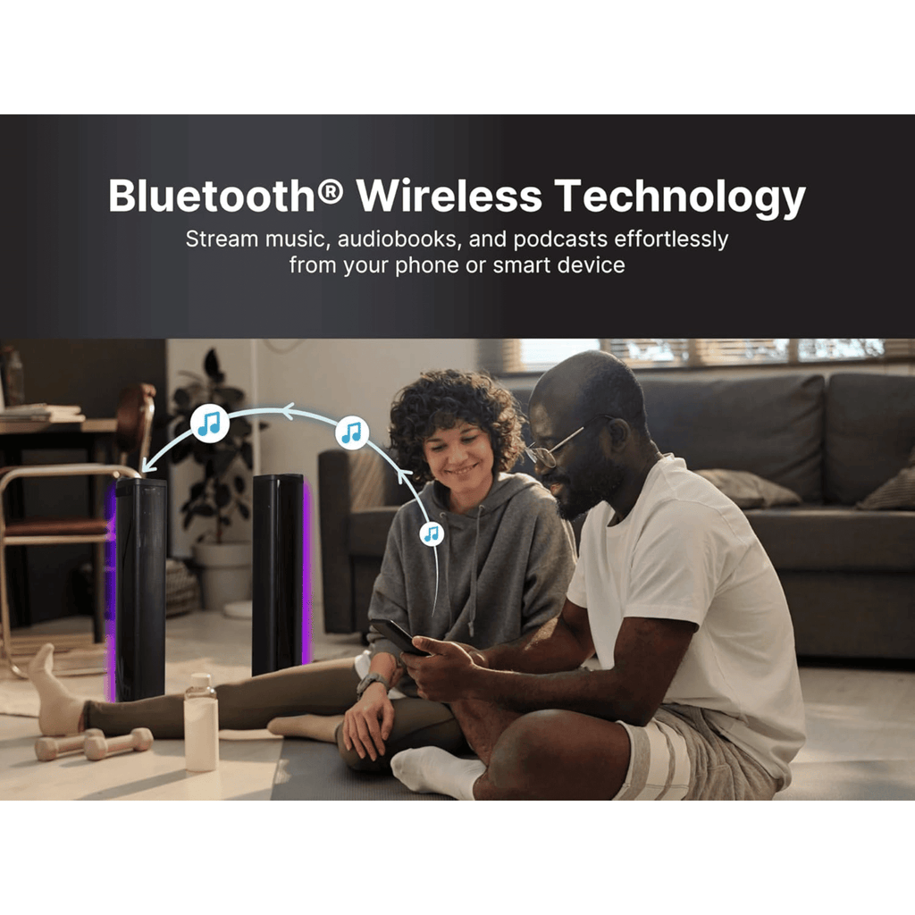 2-in-1 LED BT Stereo Speaker System with RGB Lighting Effects
