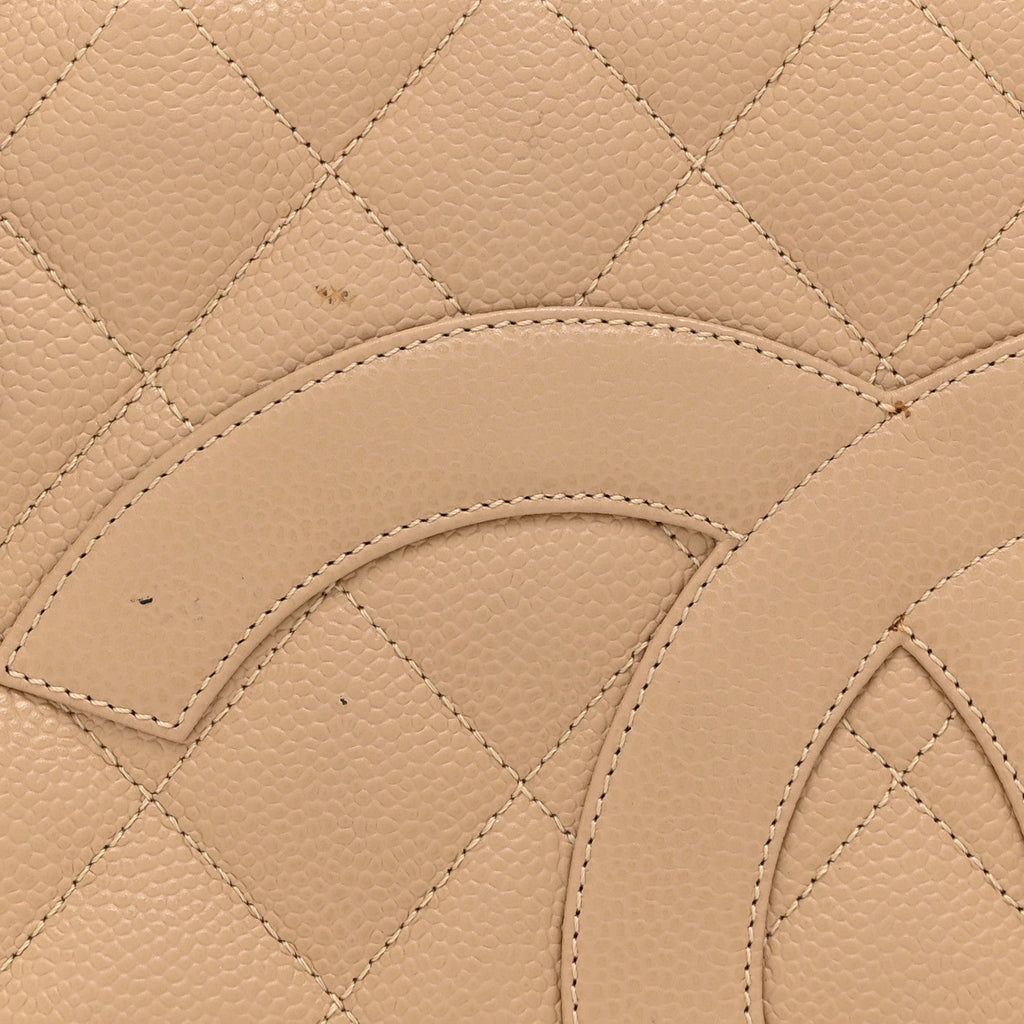 Caviar Quilted Medallion Tote Beige
