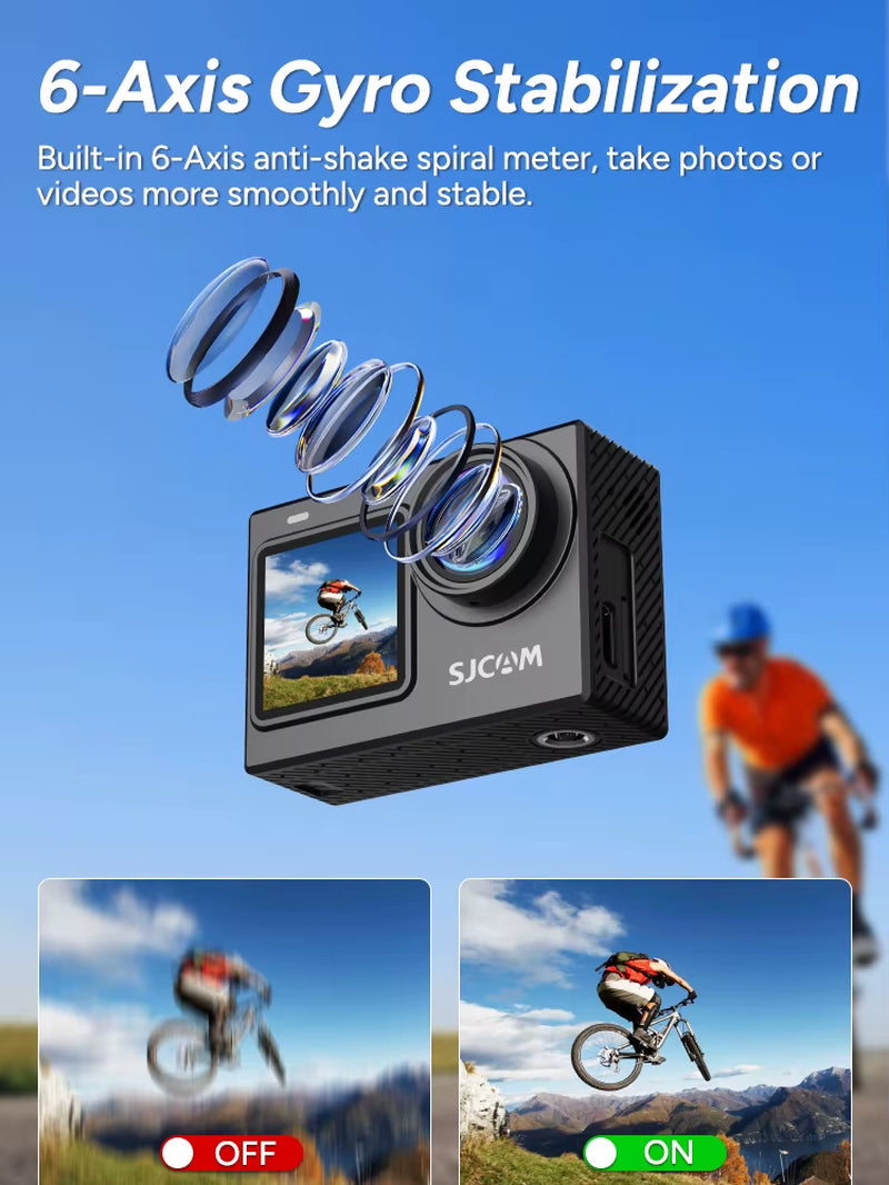 SJ6 Pro 4K Dual Screen Waterproof Action Camera with Touchscreen, Wi-Fi, Night Vision, and 6-Axis Gyro Stabilization _ NO Memory Card