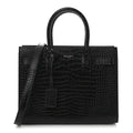 Calfskin Crocodile Embossed Baby Sac De Jour Black