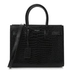 Calfskin Crocodile Embossed Baby Sac De Jour Black