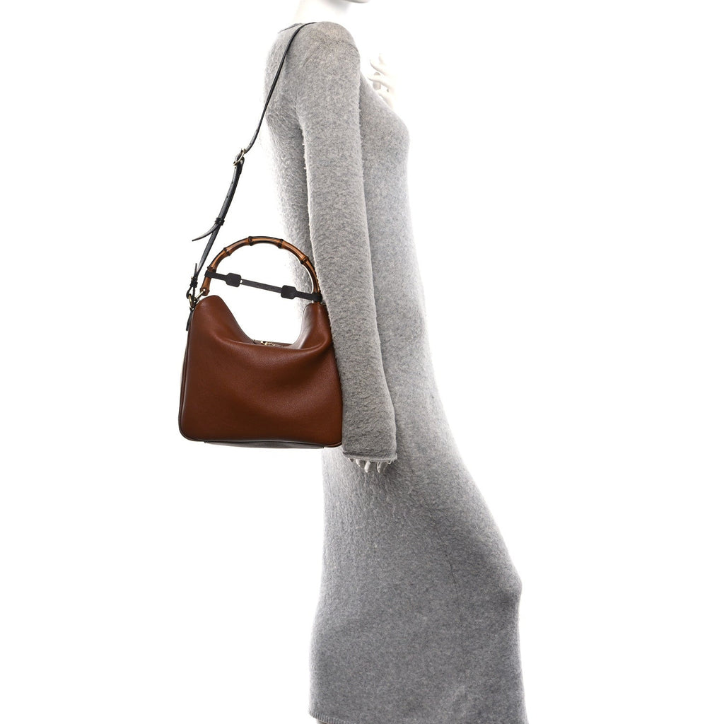 Softy Wonka Textured Dollar Calfskin Medium Diana Shoulder Bag Cuir Black
