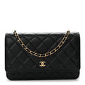 Lambskin Quilted Wallet On Chain WOC Black