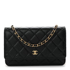 Lambskin Quilted Wallet On Chain WOC Black