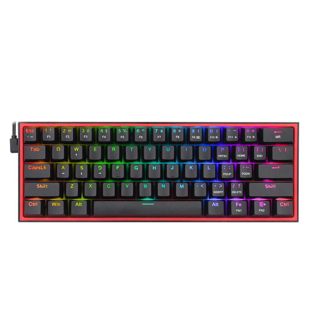 RGB USB Mini Mechanical Gaming Keyboard Red Switch 61 Keys Wired detachable cable; portable for travel