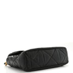 Shiny Goatskin Quilted Large Chanel 19 Flap Black