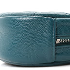 Caviar Quilted Round Clutch With Chain Green