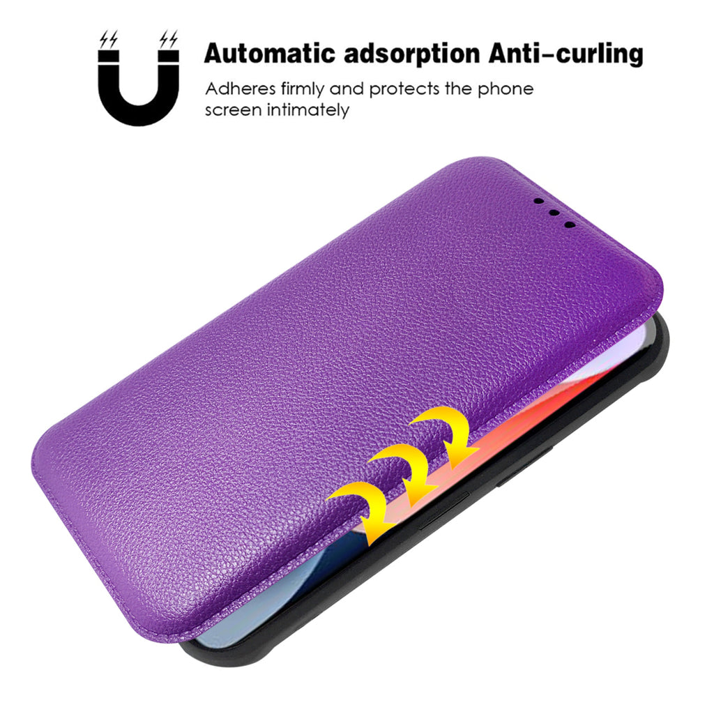 Magnetic Wallet Leather Phone Case For Apple Iphone 14 Plus In Purple