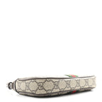 GG Supreme Monogram Textured Dollar Calfskin Web Mini Ophidia Shoulder Bag Beige Ebony New Acero