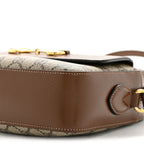 GG Supreme Monogram Small Horsebit 1955 Shoulder Bag Beige Brown Sugar