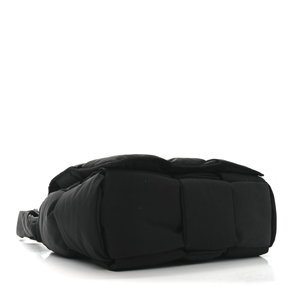 Nylon Intrecciato Padded Tech Maxi Cassette Bag Black