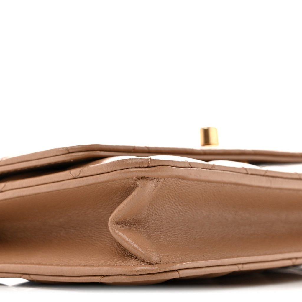 Calfskin Quilted Perfect Fit Wallet On Chain WOC Beige