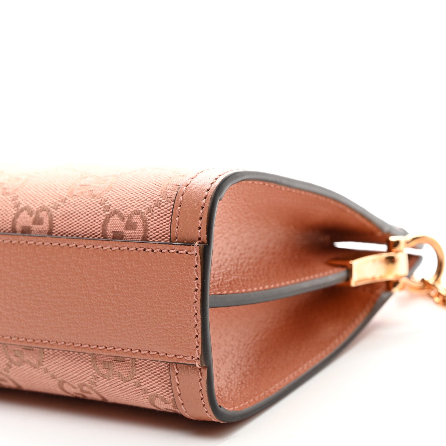 Monogram Textured Dollar Calfskin Small Ophidia Chain Shoulder Bag Cloche Rose Pink