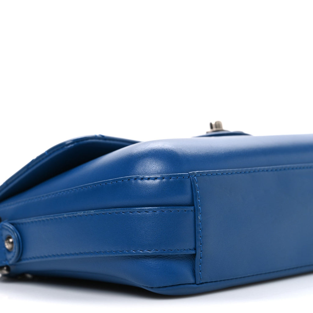 Calfskin Quilted Medium Rock My Shoulder Flap Blue