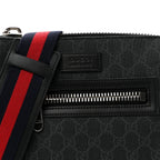 GG Supreme Monogram Web Small Flat Messenger Bag Black Grey