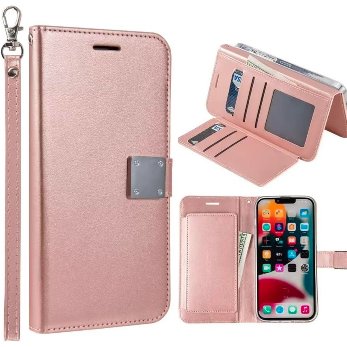 Entronix Case Compatible with Galaxy S25 Plus - Foldable Leather Wallet, Card Holder & Lanyard