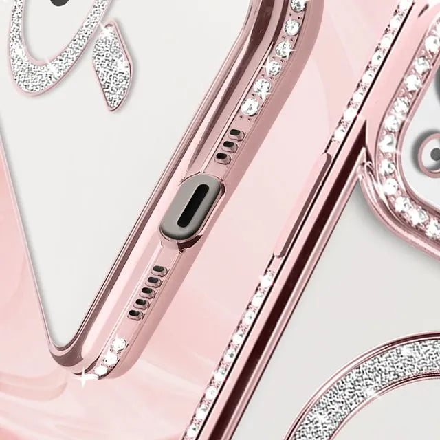 Entronix [Magnetic] Case Compatible with iPhone 15 - [Clear Back] Luxury Diamonds