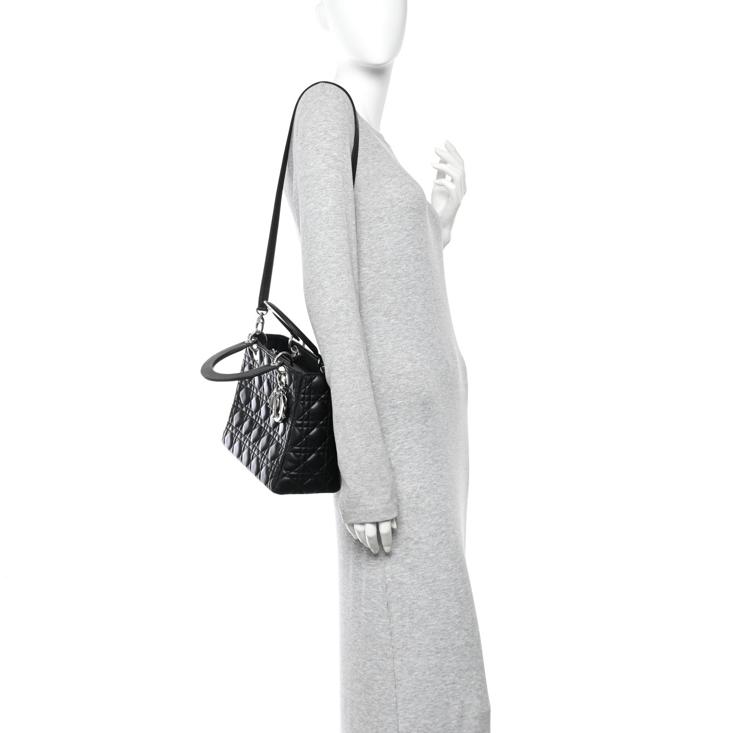 Lambskin Cannage Medium Lady Dior Black