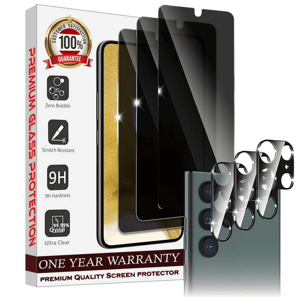 Entronix Anti-Spy Privacy Screen Protector & Camera Lens Protector Compatible with Galaxy S25 Ultra - 6-Piece Combo