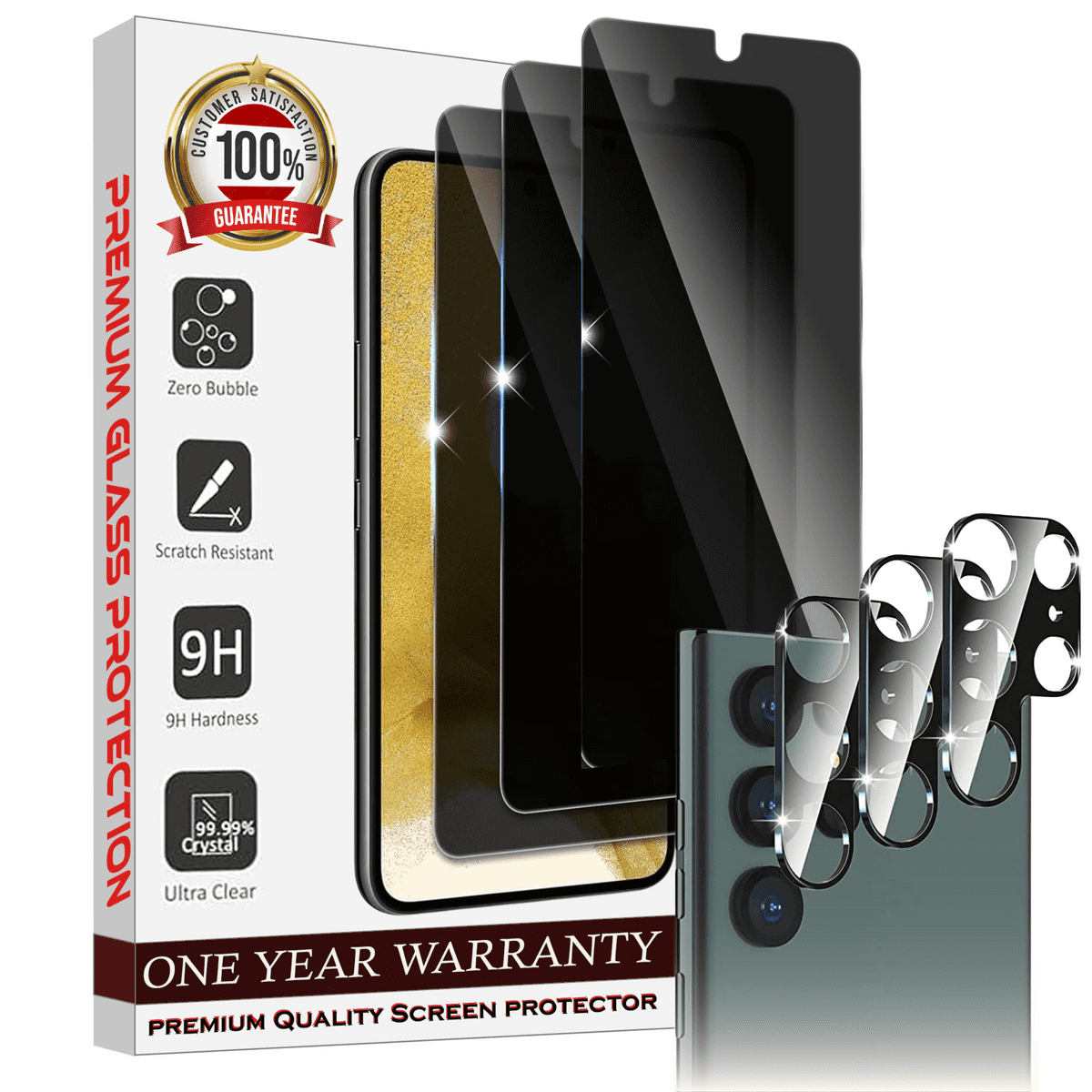 Entronix Anti-Spy Privacy Screen Protector & Camera Lens Protector Compatible with Galaxy S25 Ultra - 6-Piece Combo