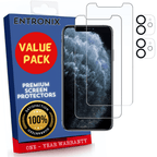Entronix Clear Screen Protector & Camera Lens Protector Compatible with iPhone 11 - 4-Piece Combo
