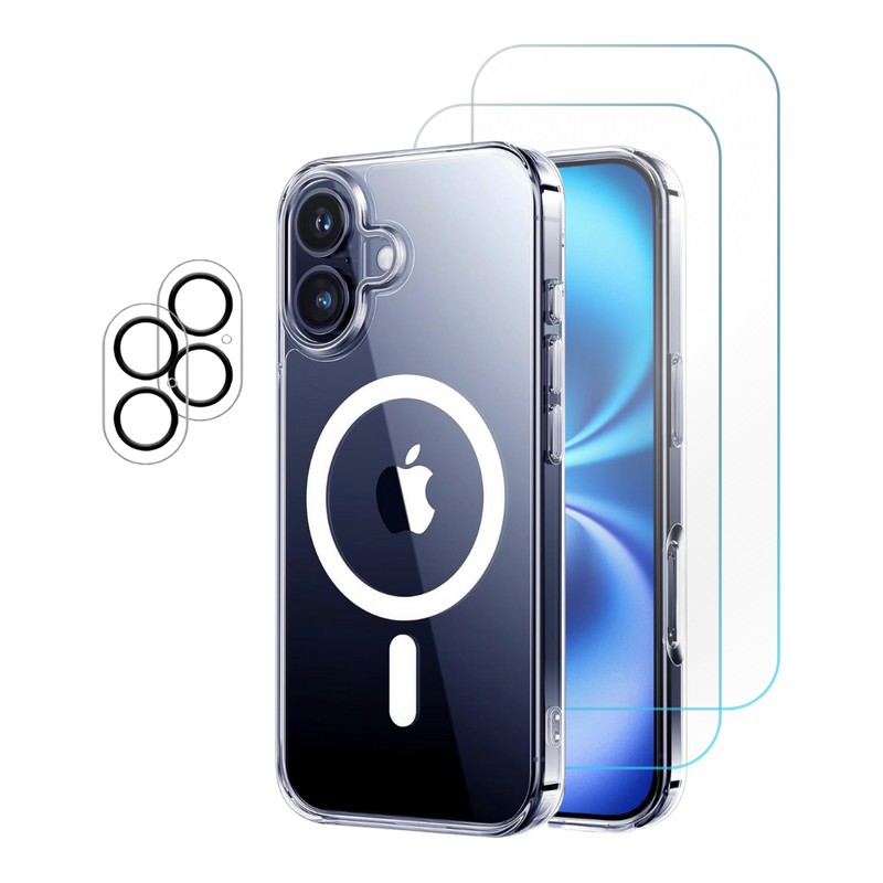 Entronix Bundle Compatible with iPhone 17 - [Magnetic] Clear Case, 2 Clear Screen Protectors & 2 Camera Lens Protectors