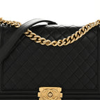 Lambskin Quilted New Medium Boy Flap Black